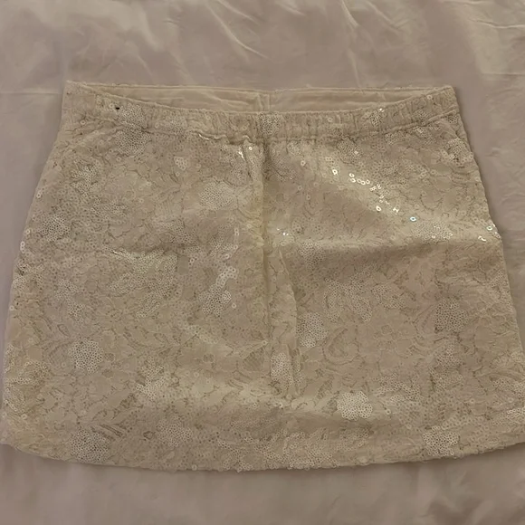 Vintage Hollister cream sparkly sequined lace skirt, size small - Picture 5 of 6